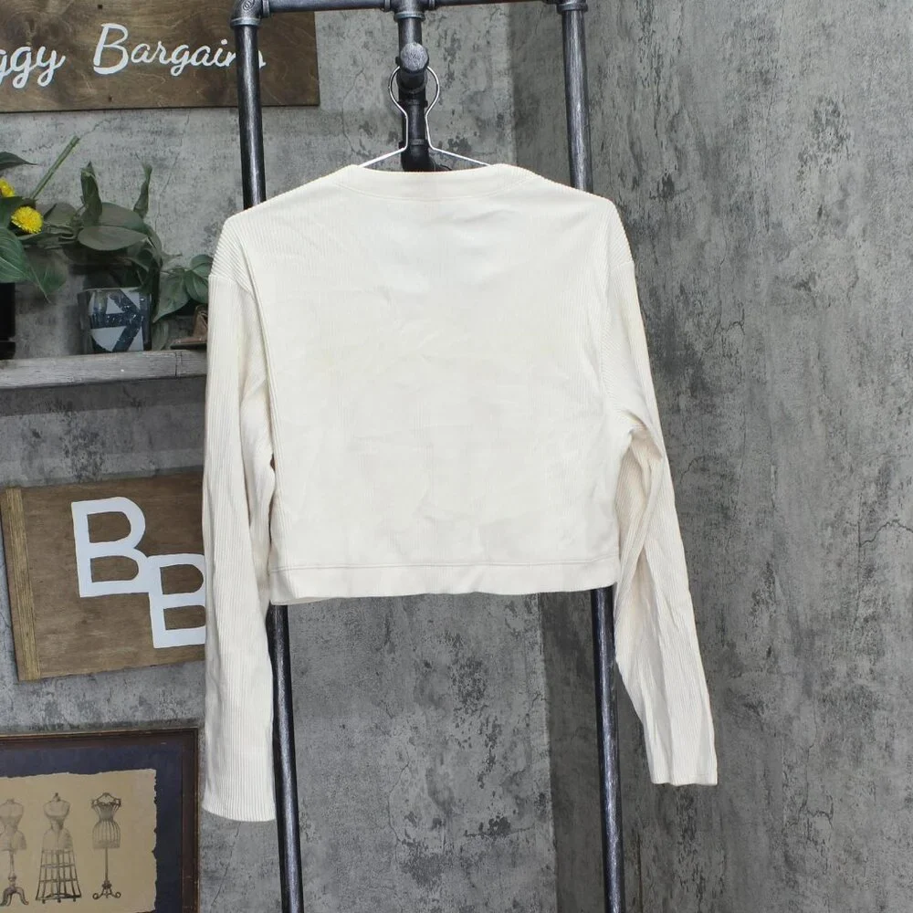 NEW Isabel Maternity By Ingrid & Isabel Maternity Ribbed Top Cream Off White L